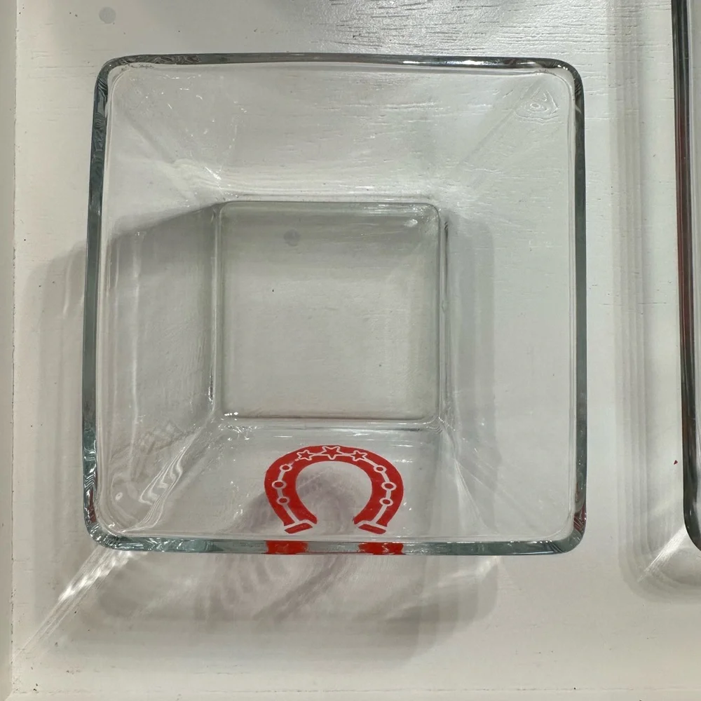 Glass dishes hand painted Cowboy Theme. Food safe